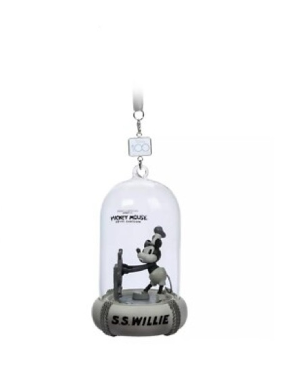 Steamboat Willie Dome Keychain - Black & White Disney